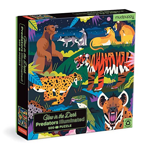 Mudpuppy - Predators Illuminated 500 Piece Glow in the Dark Puzzle - J
