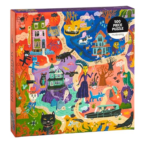 Mudpuppy - Welcome to Spooky Town 500 Piece Family Puzzle - Jigsaw Puz image 1