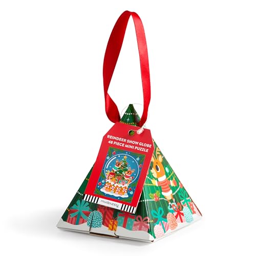 Mudpuppy - Reindeer Snow Globe 48 Piece Mini Puzzle Ornament - Jigsaw image 1