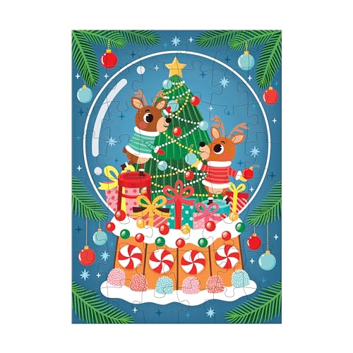 Mudpuppy - Reindeer Snow Globe 48 Piece Mini Puzzle Ornament - Jigsaw image 3