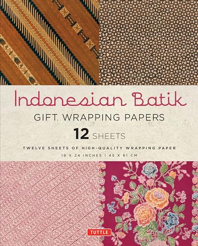 Indonesian Batik Gift Wrapping Papers : 12 Sheets of High-Quality 18 x image 1