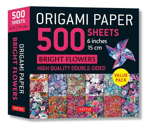 Origami Paper 500 sheets Bright Flowers 6" (15 cm) : Double-Sided Orig image 1