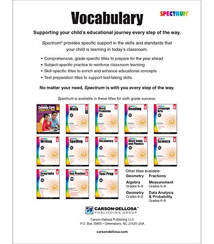 Spectrum - Vocabulary Grade 6 - Paperback image 2