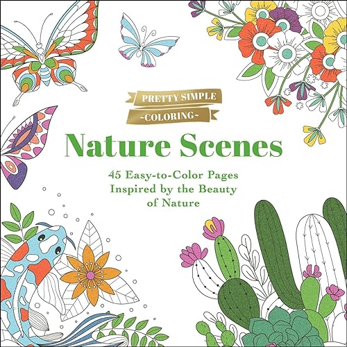Adams Media - Pretty Simple Coloring: Nature Scenes : 45 Easy-to-Color image 1