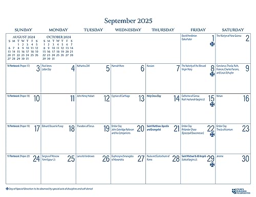 2025 Parish Wall Calendar : September 2024 through December 2025 - Cal image 1