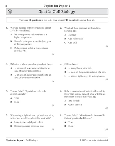 CGP Books - Grade 9-1 GCSE Biology: AQA 10-Minute Tests (with answers) image 2