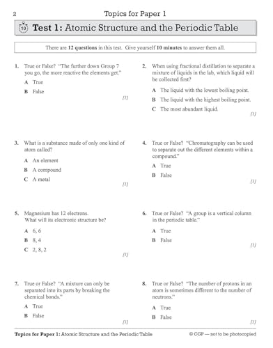 CGP Books - Grade 9-1 GCSE Chemistry: AQA 10-Minute Tests (with answer image 2