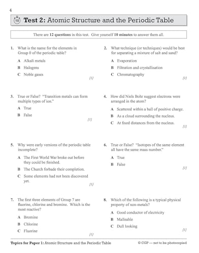 CGP Books - Grade 9-1 GCSE Chemistry: AQA 10-Minute Tests (with answer image 4