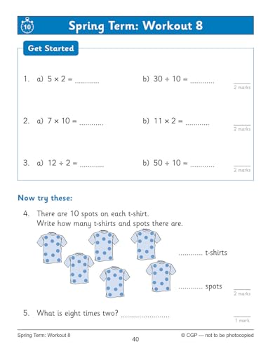 CGP Books - New KS1 Maths: Times Tables 10-Minute Weekly Workouts - Ye image 4