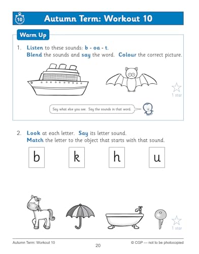 CGP Books - English 10-Minute Weekly Workouts: Phonics - Reception - P image 4