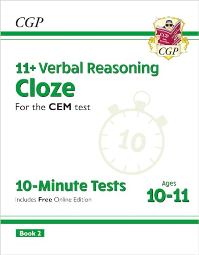CGP Books - New 11+ CEM 10-Minute Tests: Verbal Reasoning Cloze - Ages image 1