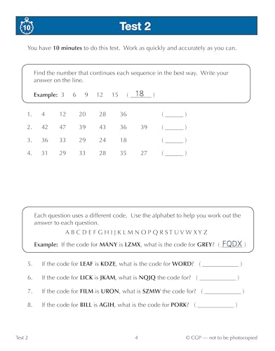 CGP Books - New 11+ GL 10-Minute Tests: Verbal Reasoning Sequences, Lo image 2