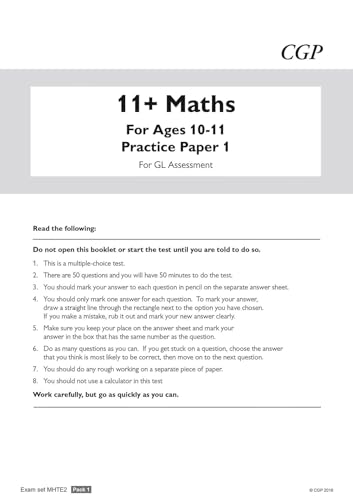 CGP Books - New 11+ GL Maths Practice Papers: Ages 10-11 - Pack 1 (wit image 2