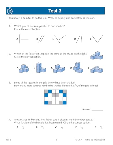 CGP Books - New 11+ GL 10-Minute Tests: Maths - Ages 8-9 (with Online image 2