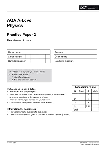 NEW ALEVEL PHYSICS AQA PRACTICE PAPERS F - Paperback image 2