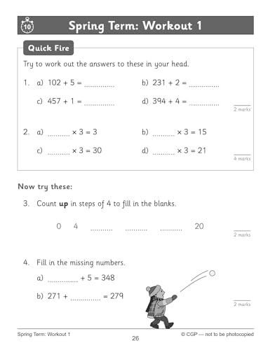 CGP Books - KS2 Maths 10-Minute Weekly Workouts: Arithmetic - Year 3 - image 2