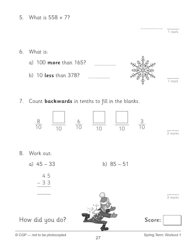 CGP Books - KS2 Maths 10-Minute Weekly Workouts: Arithmetic - Year 3 - image 3