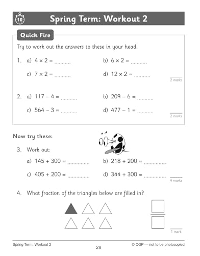 CGP Books - KS2 Maths 10-Minute Weekly Workouts: Arithmetic - Year 3 - image 4