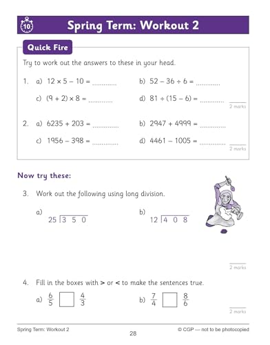 CGP Books - KS2 Maths 10-Minute Weekly Workouts: Arithmetic - Year 6 - image 4