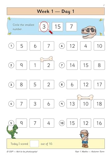 CGP Books - KS1 Maths Year 1 Daily Practice Book: Autumn Term - Paperb image 2