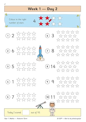 CGP Books - KS1 Maths Year 1 Daily Practice Book: Autumn Term - Paperb image 3