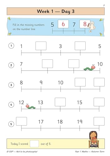 CGP Books - KS1 Maths Year 1 Daily Practice Book: Autumn Term - Paperb image 4