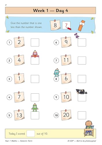 CGP Books - KS1 Maths Year 1 Daily Practice Book: Autumn Term - Paperb image 5