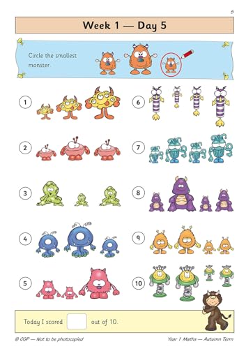 CGP Books - KS1 Maths Year 1 Daily Practice Book: Autumn Term - Paperb image 6