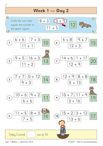 CGP Books - KS1 Maths Year 1 Daily Practice Book: Summer Term - Paperb image 3