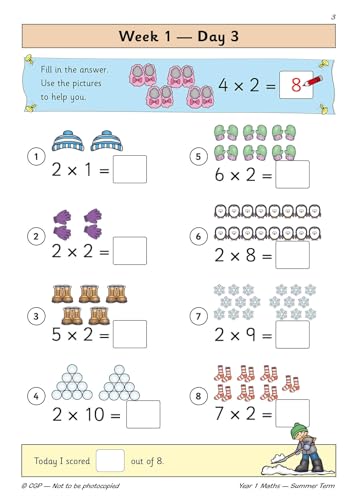 CGP Books - KS1 Maths Year 1 Daily Practice Book: Summer Term - Paperb image 4
