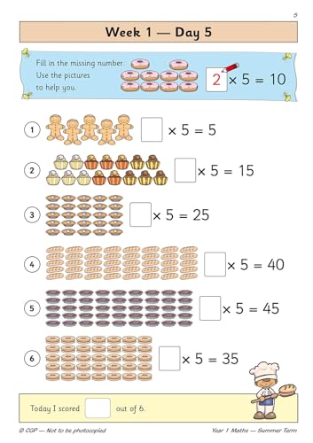 CGP Books - KS1 Maths Year 1 Daily Practice Book: Summer Term - Paperb image 6
