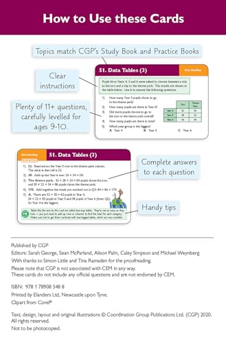 CGP Books - New 11+ CEM Revision Question Cards: Maths - Ages 9-10 - P image 2