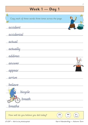 CGP Books - New KS2 Handwriting Daily Practice Book: Year 4 - Autumn T image 2