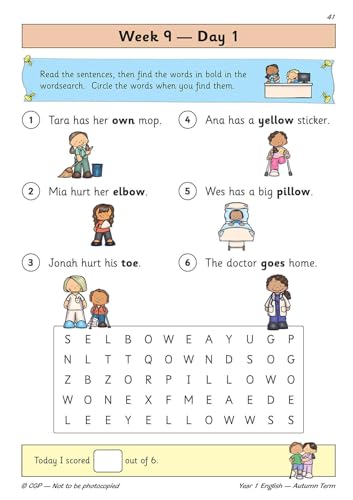 CGP Books - New KS1 English Daily Practice Book: Year 1 - Autumn Term image 2
