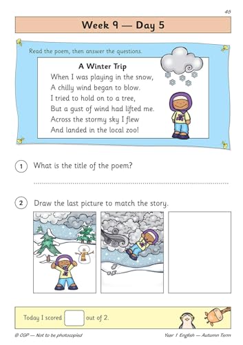 CGP Books - New KS1 English Daily Practice Book: Year 1 - Autumn Term image 6