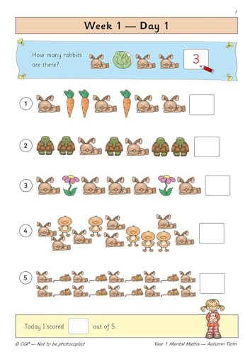 CGP Books - New KS1 Mental Maths Daily Practice Book: Year 1 - Autumn image 2