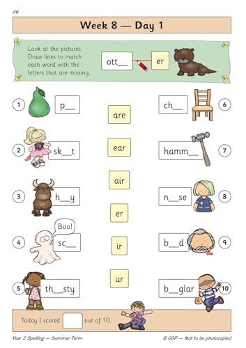 CGP Books - New KS1 Spelling Daily Practice Book: Year 2 - Summer Term image 2