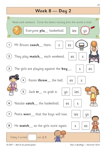 CGP Books - New KS1 Spelling Daily Practice Book: Year 2 - Summer Term image 3