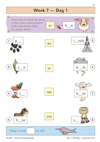 CGP Books - New KS1 Spelling Daily Practice Book: Year 1 - Summer Term image 2