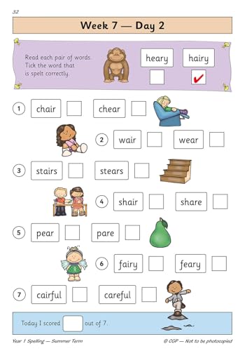 CGP Books - New KS1 Spelling Daily Practice Book: Year 1 - Summer Term image 3