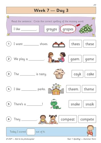 CGP Books - New KS1 Spelling Daily Practice Book: Year 1 - Summer Term image 4