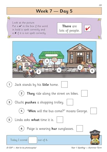 CGP Books - New KS1 Spelling Daily Practice Book: Year 1 - Summer Term image 6