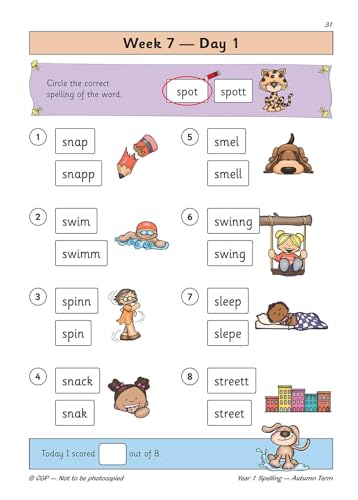 CGP Books - New KS1 Spelling Daily Practice Book: Year 1 - Autumn Term image 2