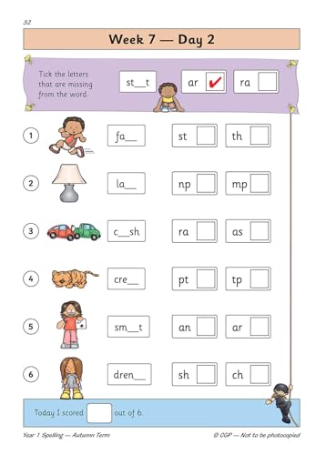 CGP Books - New KS1 Spelling Daily Practice Book: Year 1 - Autumn Term image 3