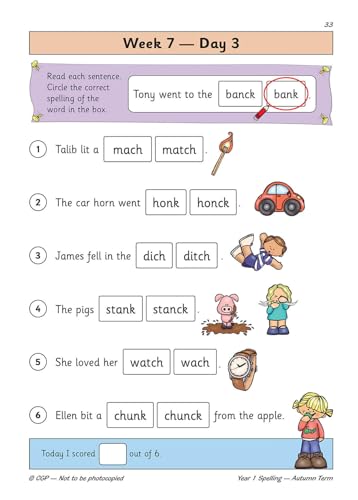 CGP Books - New KS1 Spelling Daily Practice Book: Year 1 - Autumn Term image 4