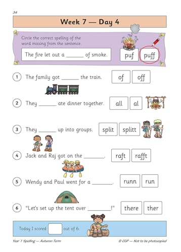 CGP Books - New KS1 Spelling Daily Practice Book: Year 1 - Autumn Term image 5
