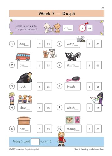 CGP Books - New KS1 Spelling Daily Practice Book: Year 1 - Autumn Term image 6