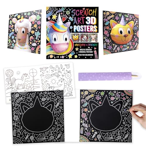 Igloo Books - Scratch Art 3D Posters: Unicorn & Friends - Paperback image 1