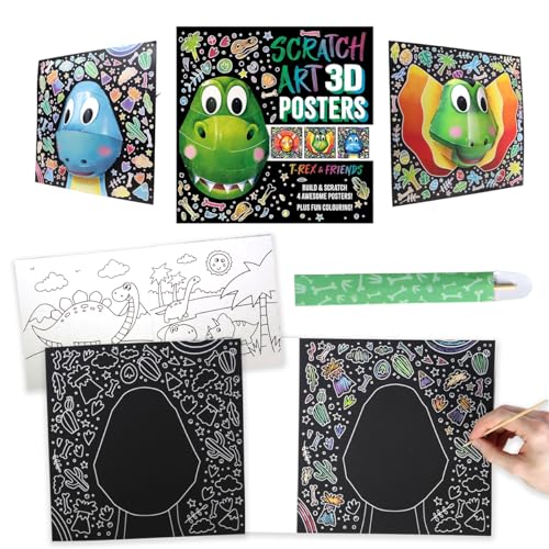 Igloo Books - Scratch Art 3D Posters: T-Rex & Friends - Paperback image 1