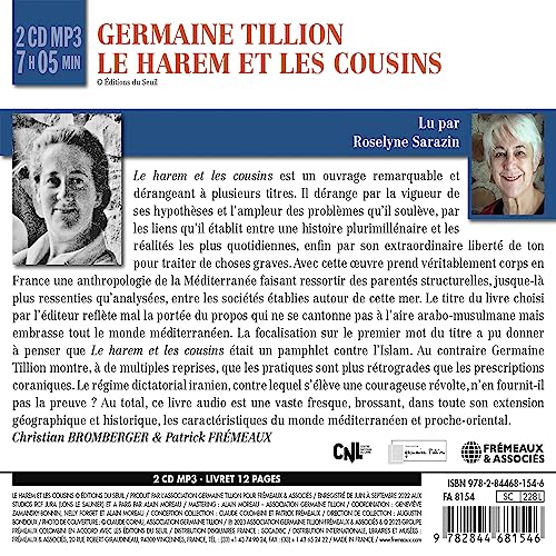 GERMAINE TILLION - LE HAREM ET LES COUSINS LIVRE AUDIO LU PAR ROSELYNE image 3